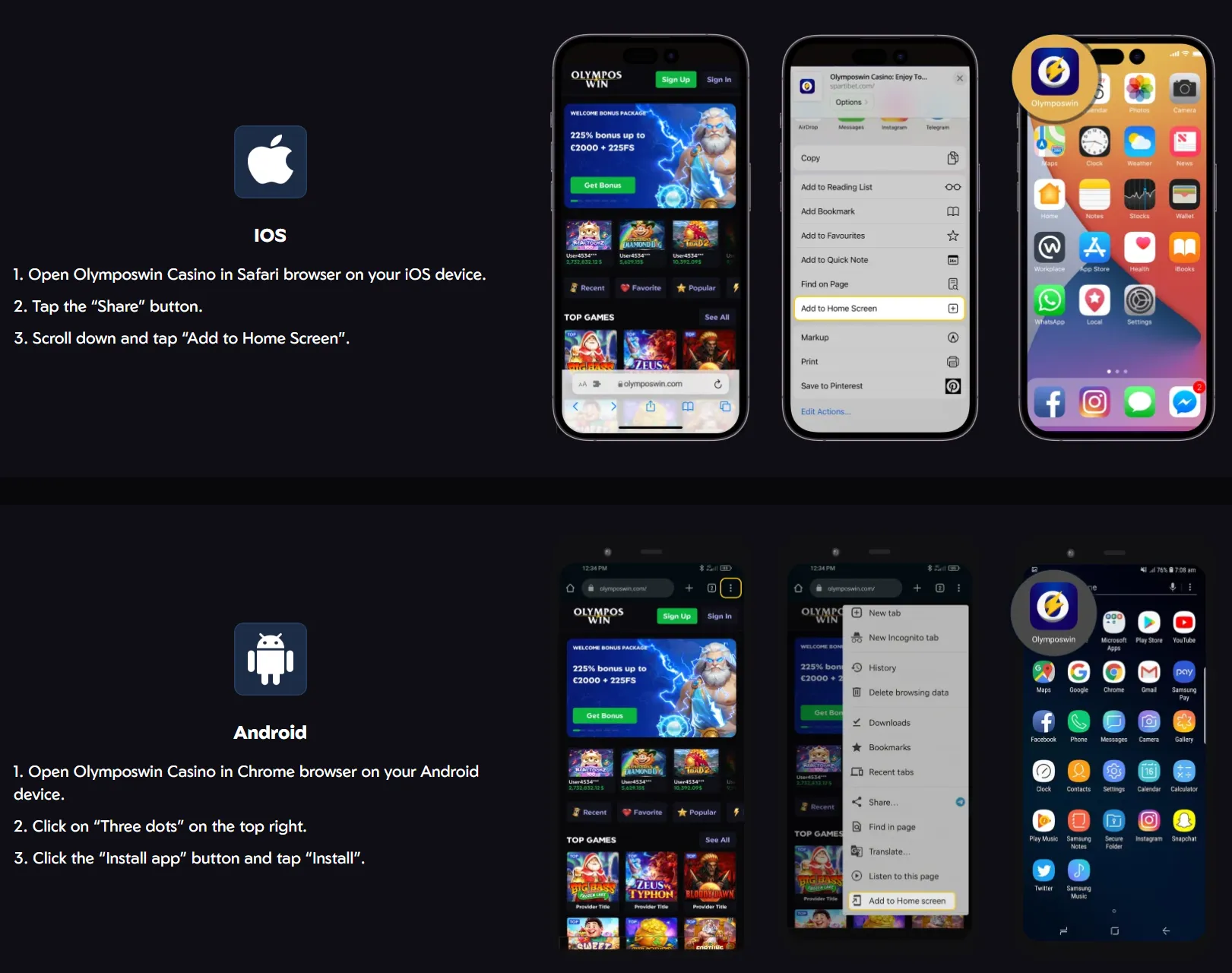 Olymposwin Casino mobiele app